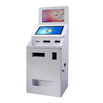 Leitor de cartão duplo Cash do varredor do tamanho da tela QR e máquina distribuidora do quiosque do ATM do pagamento do serviço do auto da moeda