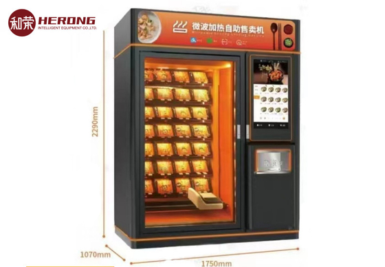 Máquina de venda automática 220V Quiosque Refrigerado Microondas Aquecido Cafeteria Laranja Preto Entrega suave