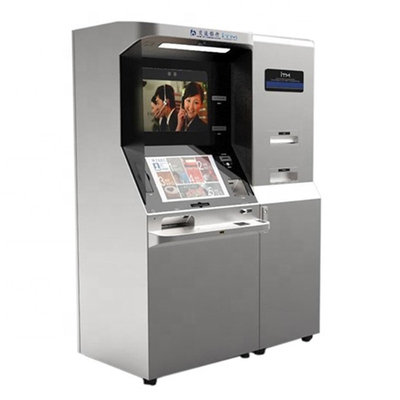 A máquina dupla do caixa do Atm do quiosque do depósito de dinheiro da tela para o depósito do dinheiro retira-se