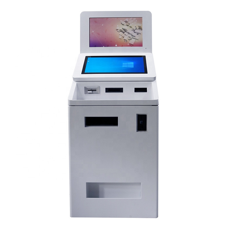 Leitor de cartão duplo Cash do varredor do tamanho da tela QR e máquina distribuidora do quiosque do ATM do pagamento do serviço do auto da moeda