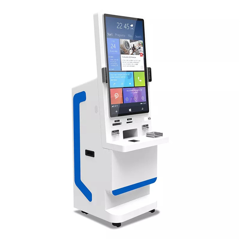 Quiosque de pagamento de autoatendimento com tela de 32" Terminal de reconhecimento facial com sistema de medição de temperatura